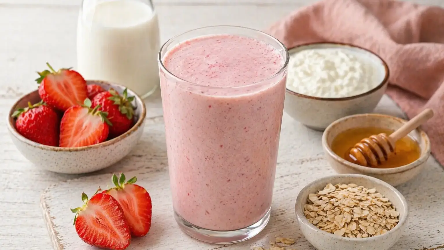 Koktajl proteinowy truskawkowy