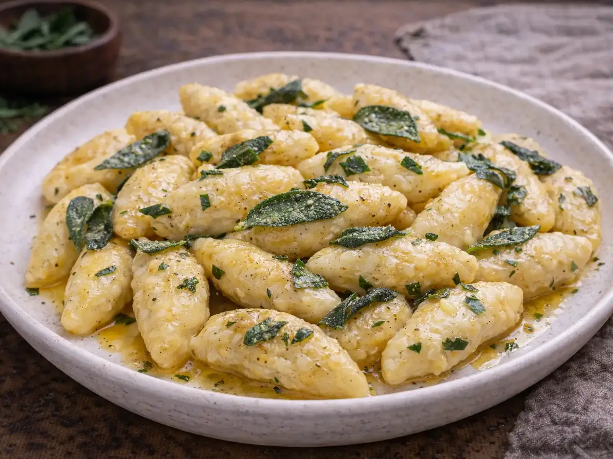 Kopytka (Polish Potato Dumplings) with Butter and Sage