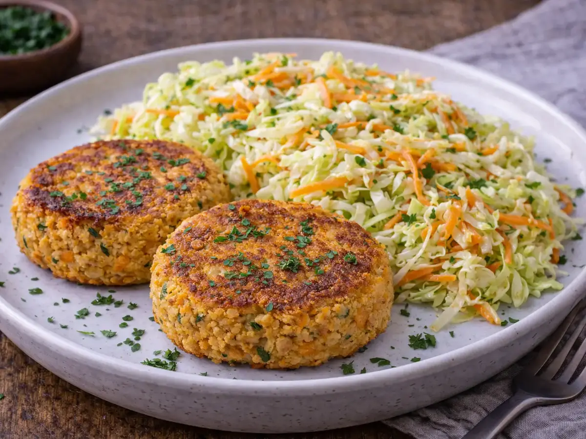 Chickpea Patties with Slaw