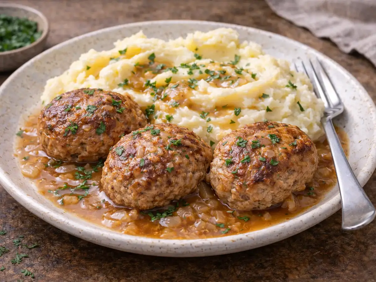 Turkey Patties with Mashed Potatoes