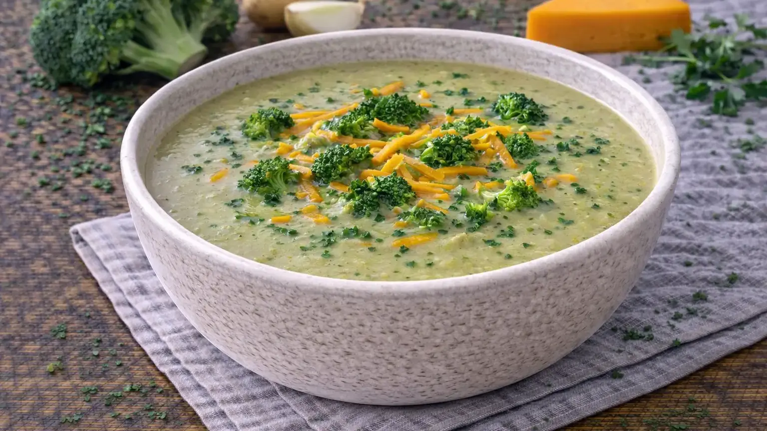 Krem z brokułów i sera cheddar