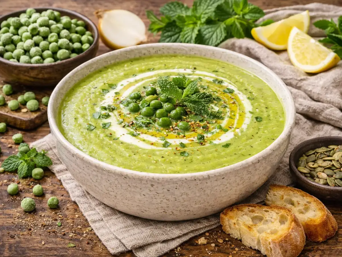 Creamy Green Pea Soup with Mint