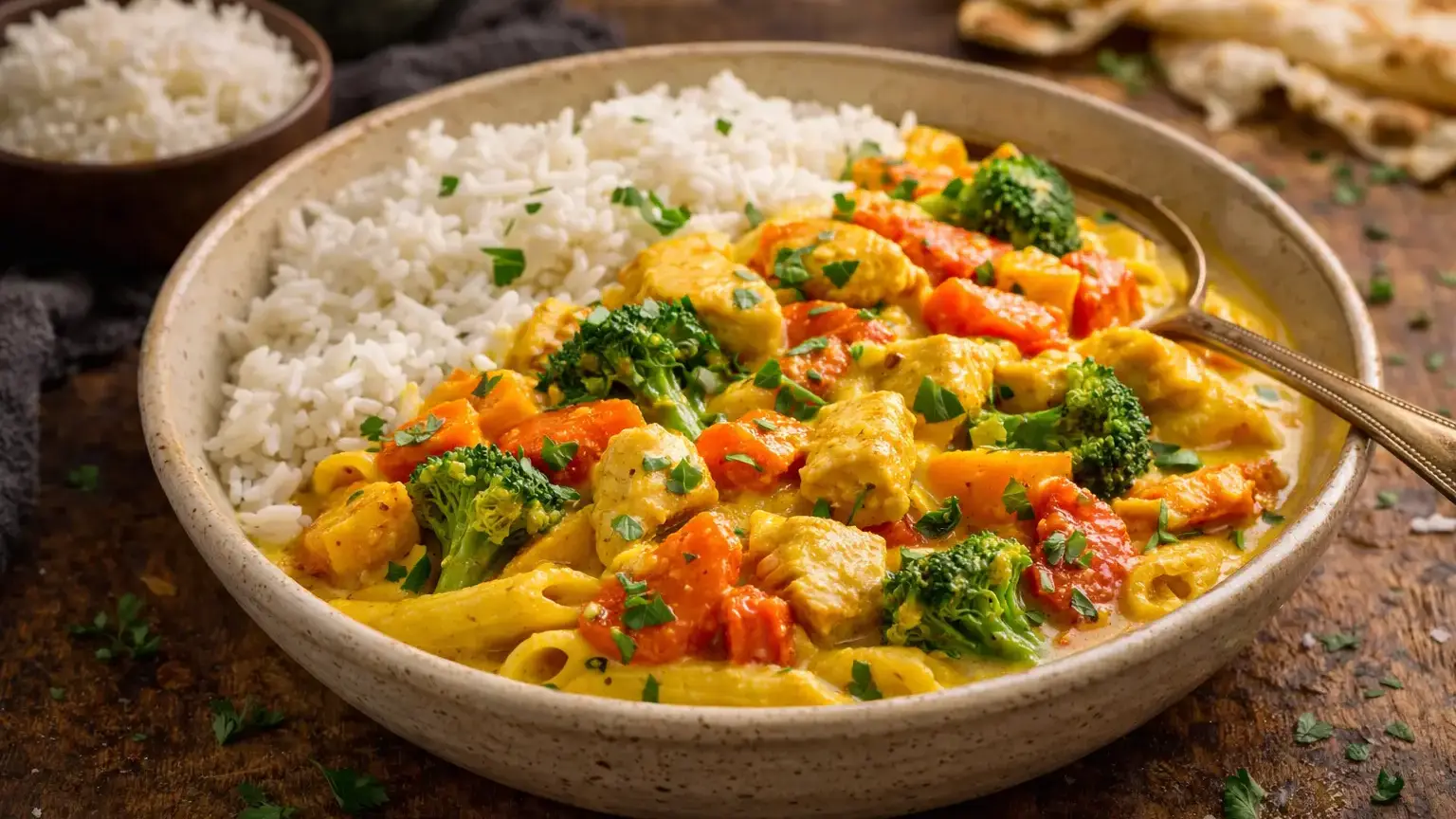 Kurczak w sosie curry z warzywami