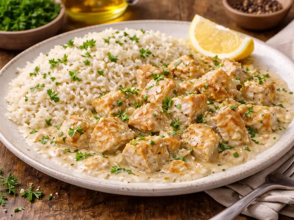 Chicken in Cream Sauce with Rice