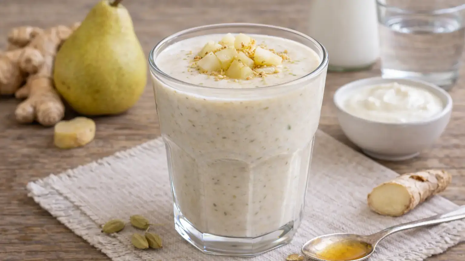 Lassi z gruszką i imbirem
