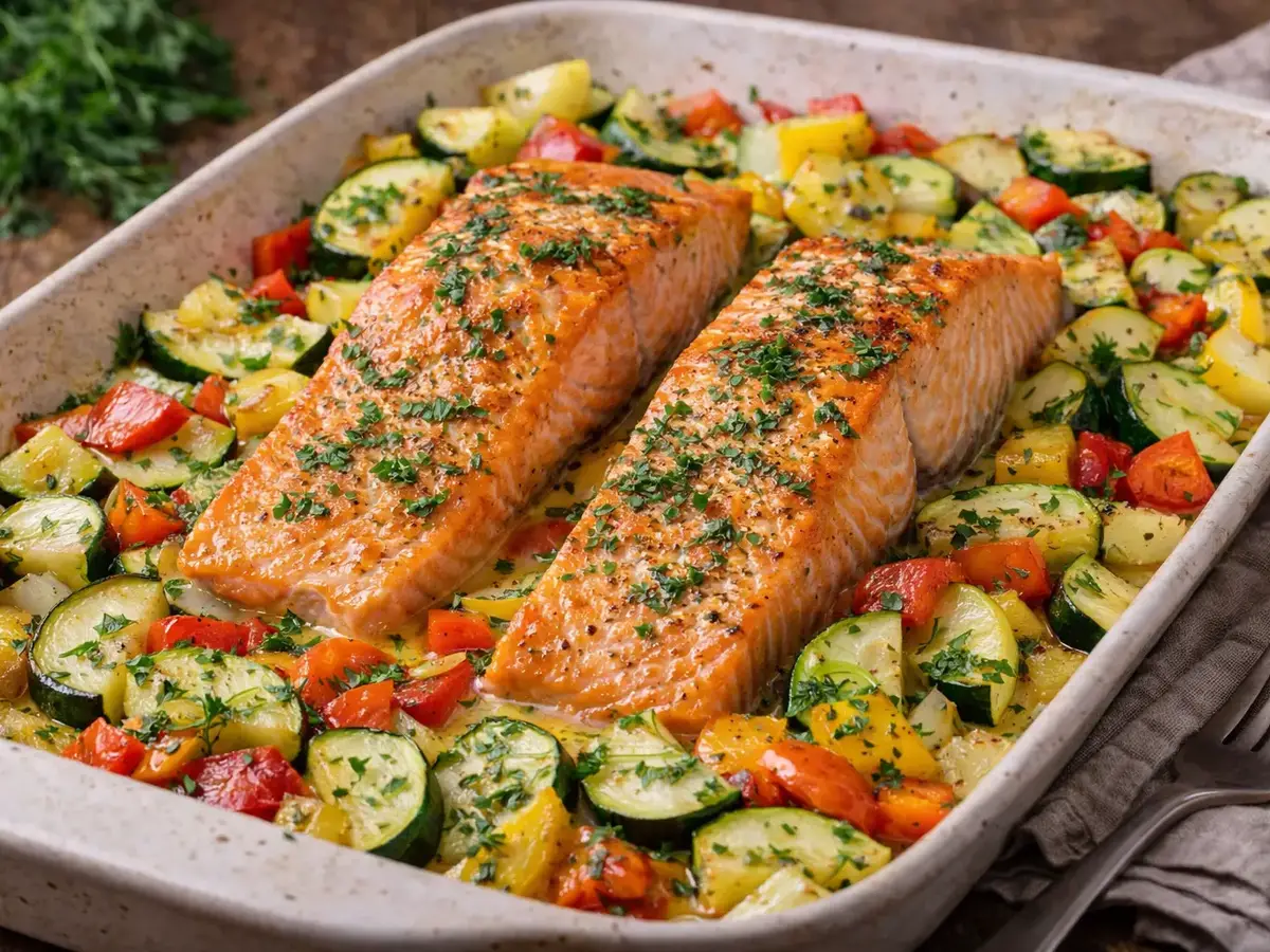 Salmon with Roasted Vegetables