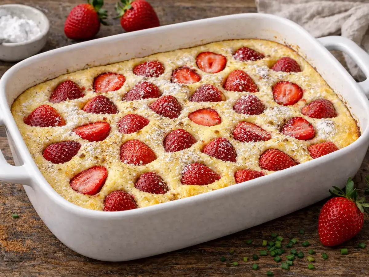 Baked Semolina Porridge with Strawberries