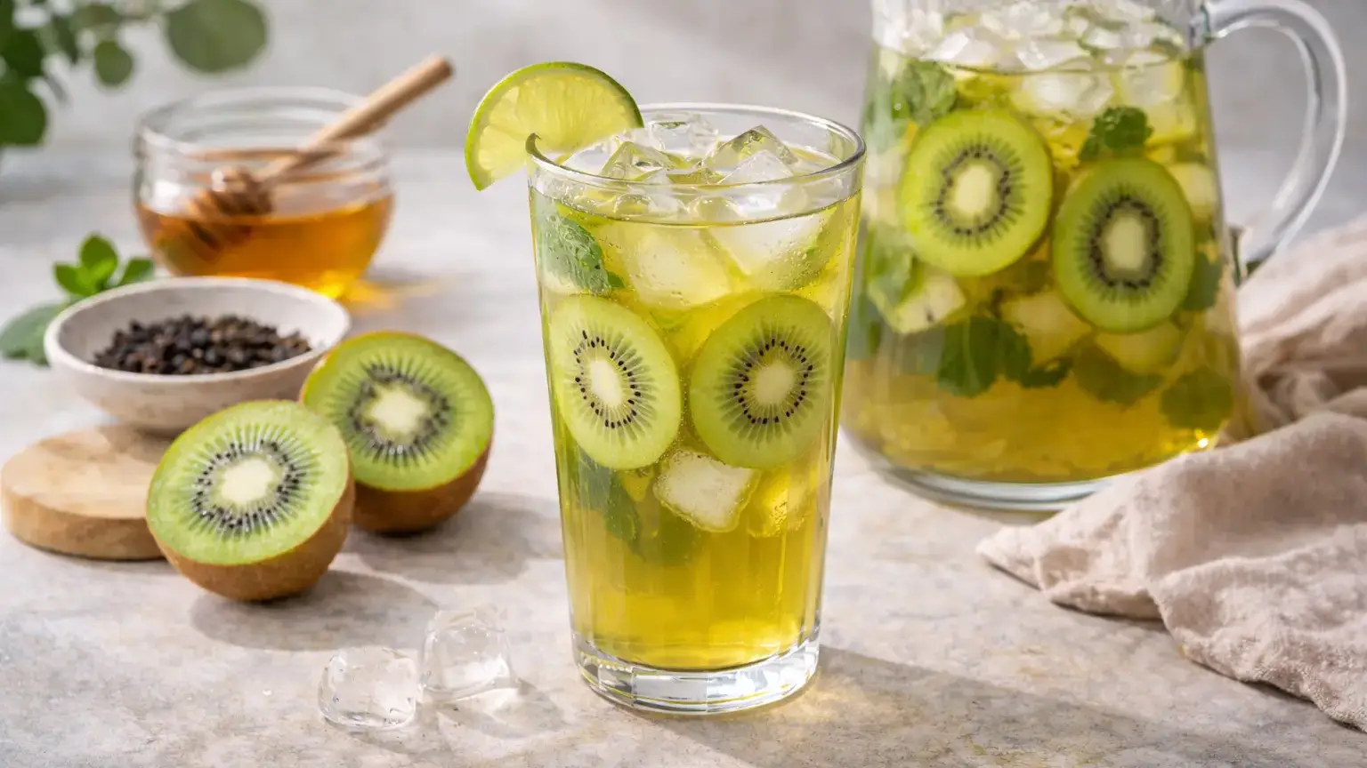 Mrożona zielona herbata z kiwi