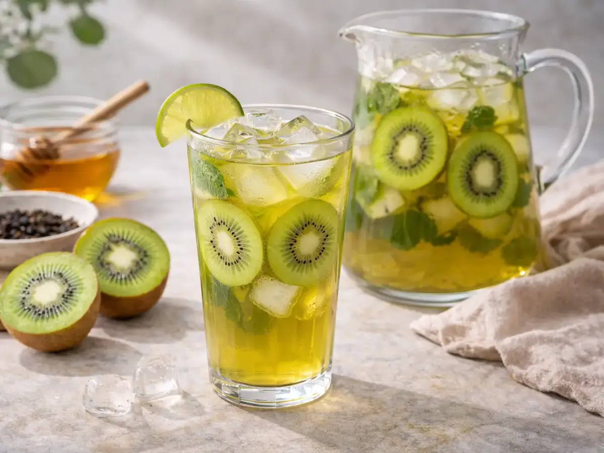 Iced Green Tea with Kiwi