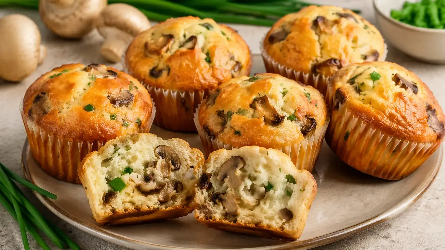 Muffinki z pieczarkami i szczypiorkiem