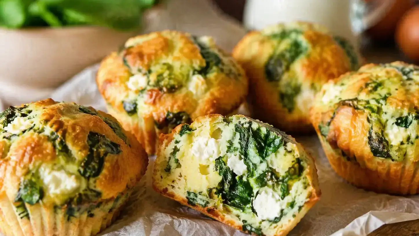 Wytrawne muffinki ze szpinakiem i fetą