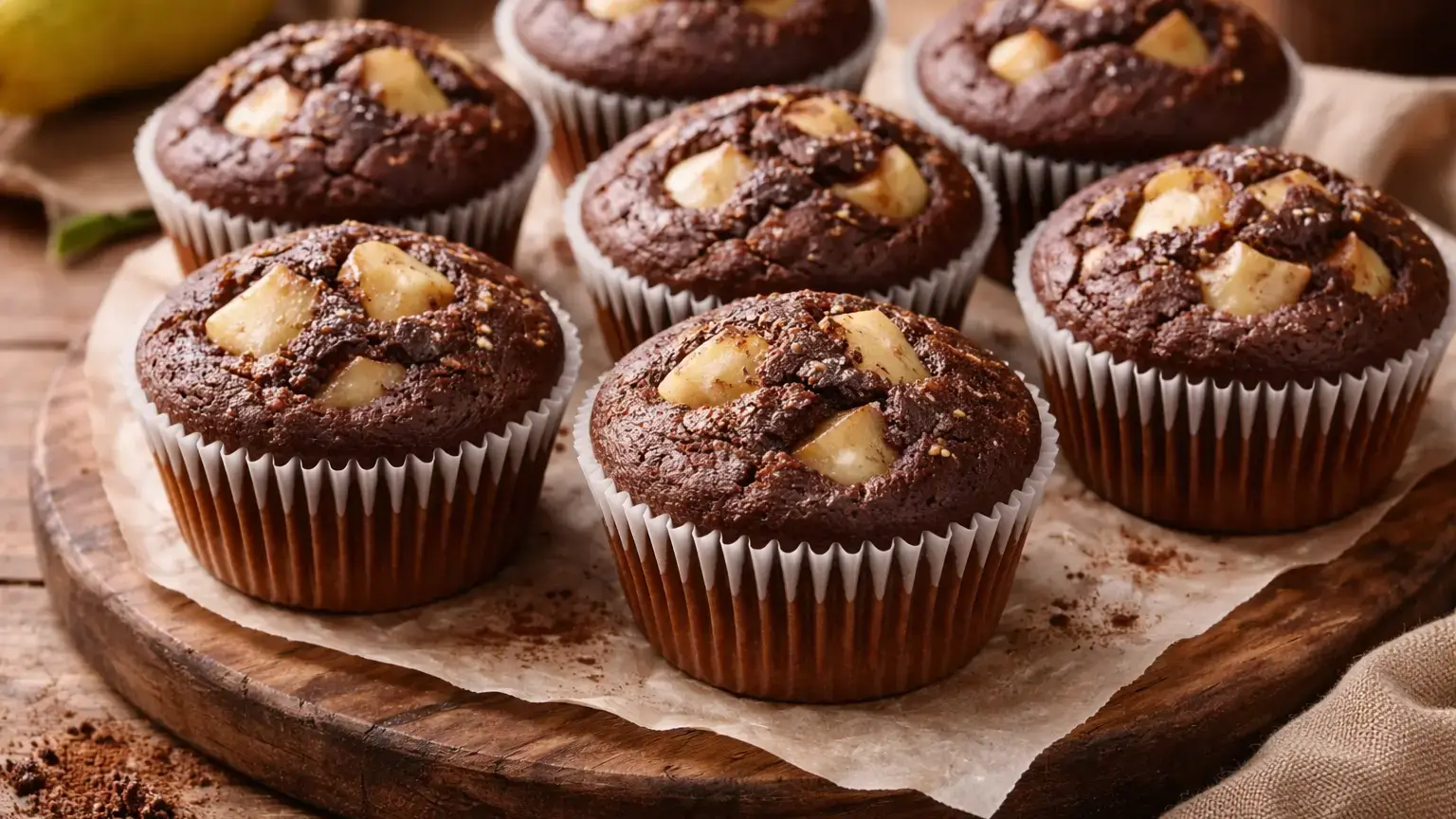 Muffiny z gruszką i kakao