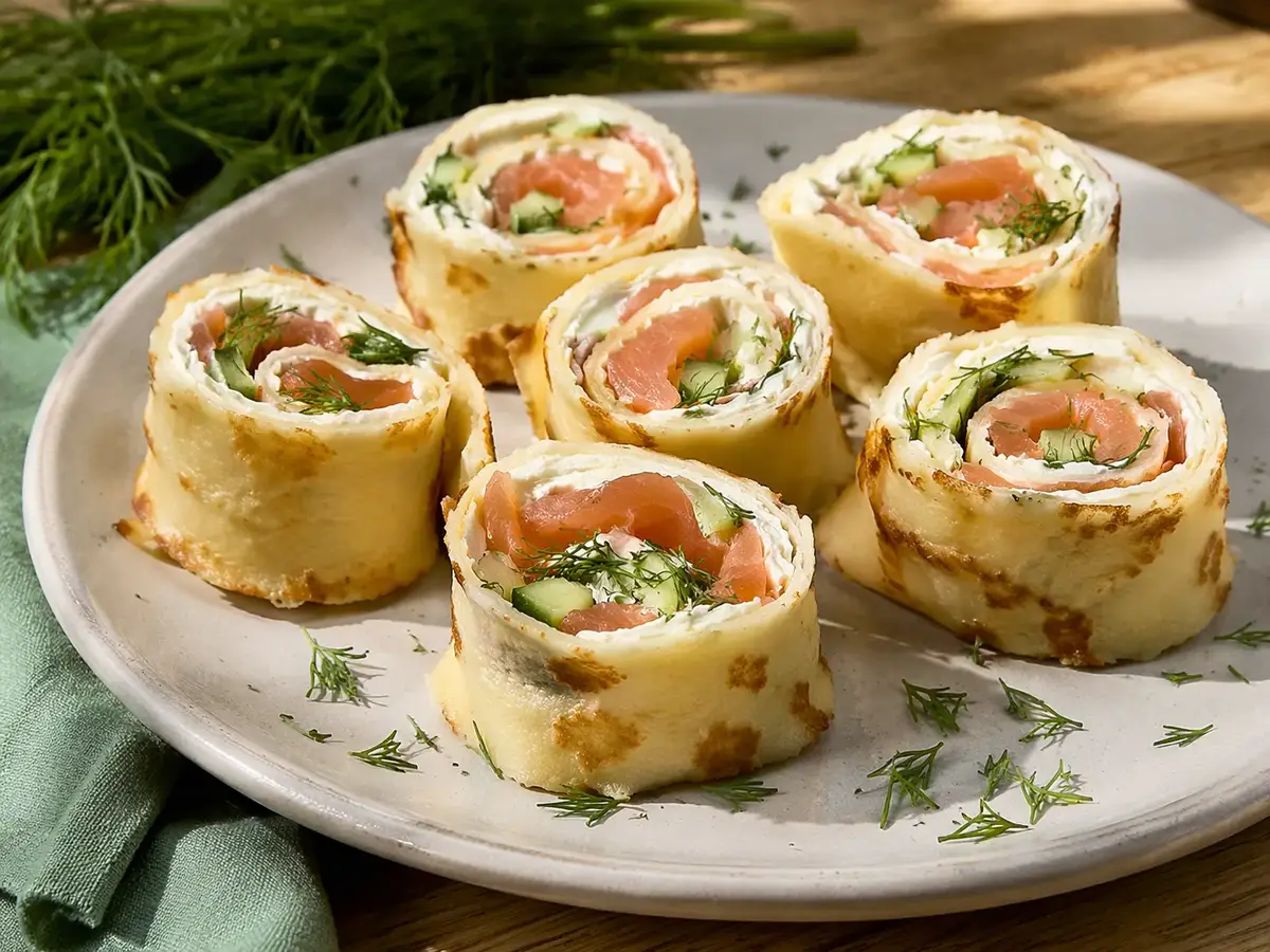 Mini Crêpes with Salmon