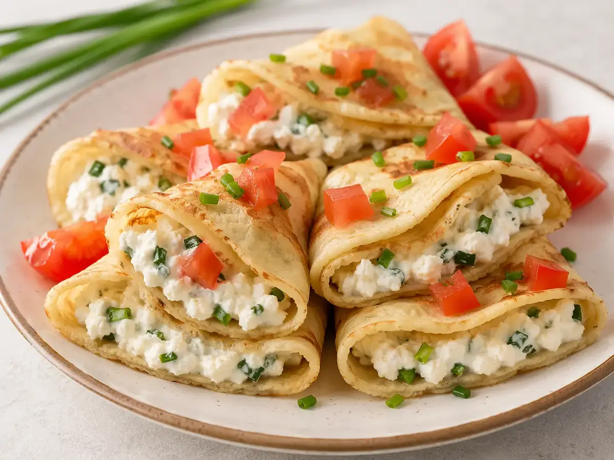 Mini Crêpes with Twaróg and Chives