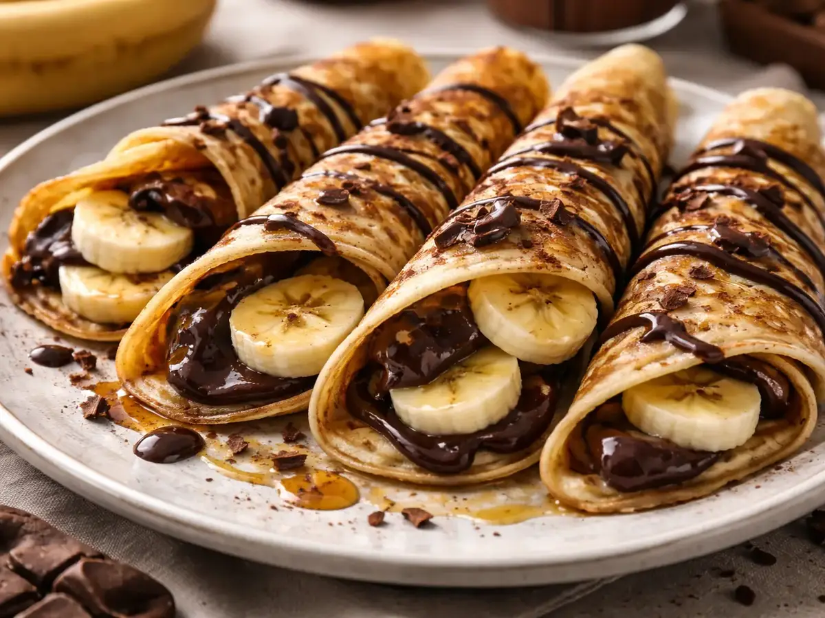 Naleśniki (Polish Crêpes) with Banana and Chocolate