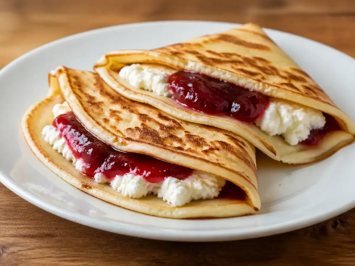 Crêpes with Jam and Twaróg Spread