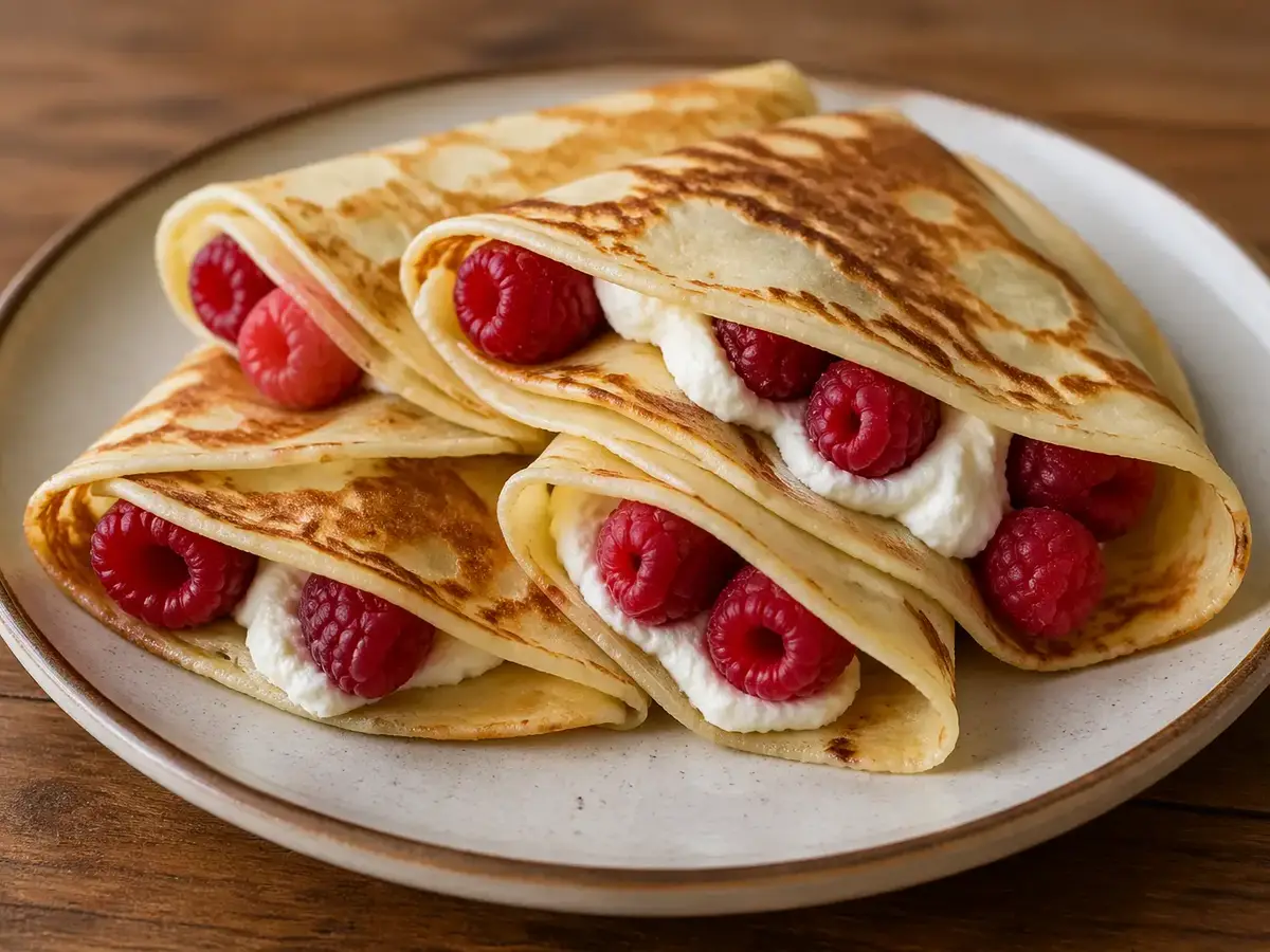 Crêpes with Mascarpone and Raspberries