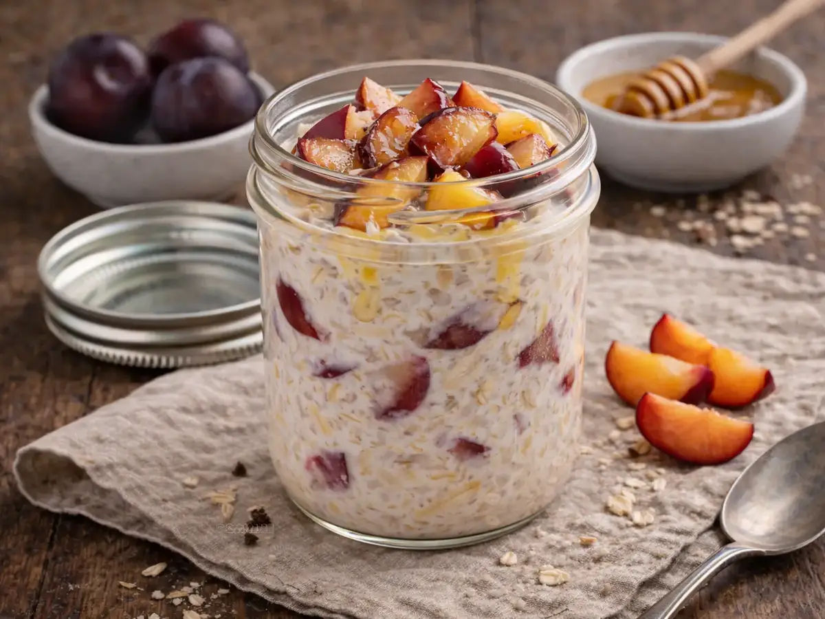 Plum and Yogurt Overnight Oats