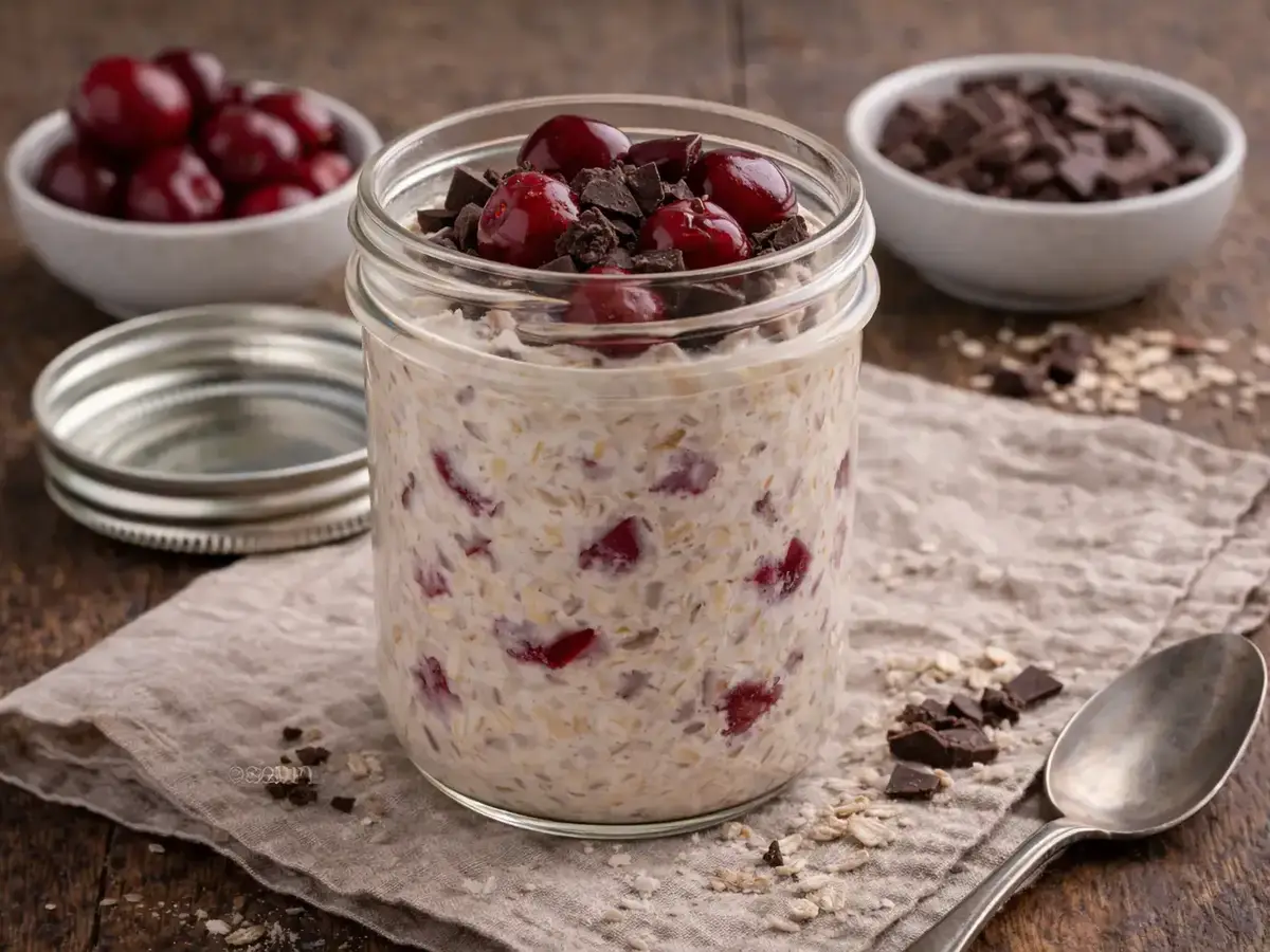 Sour cherry Chocolate Overnight Oats