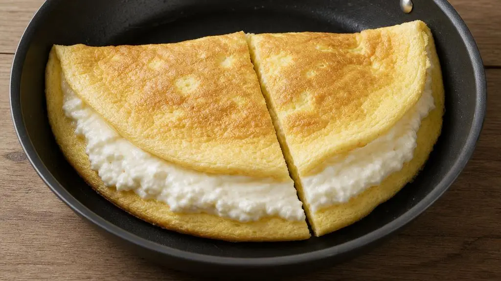 Puszysty omlet biszkoptowy z twarogiem, miodem i wanilią