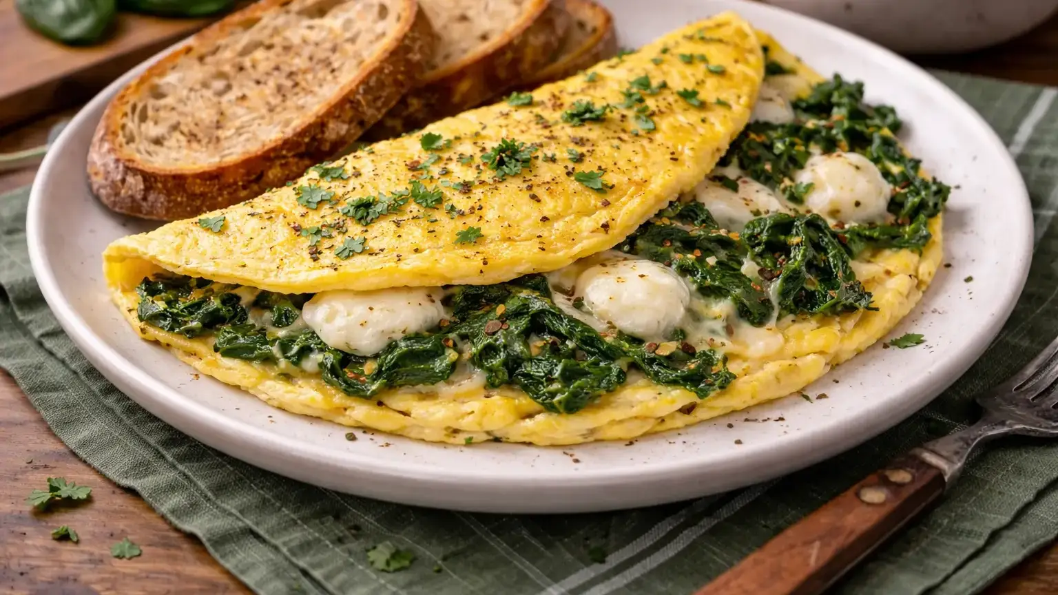 Omlet ze szpinakiem i mozzarellą