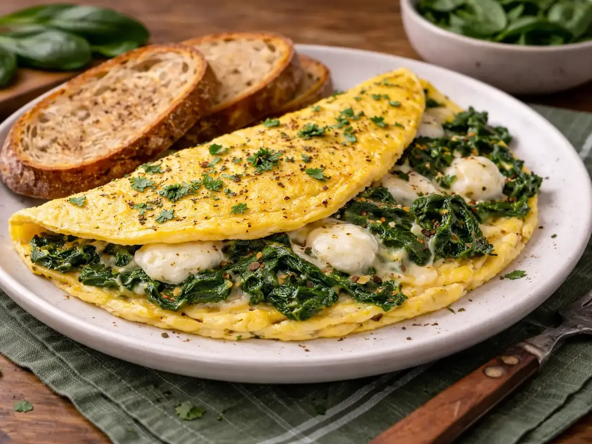 Spinach and Mozzarella Omelet