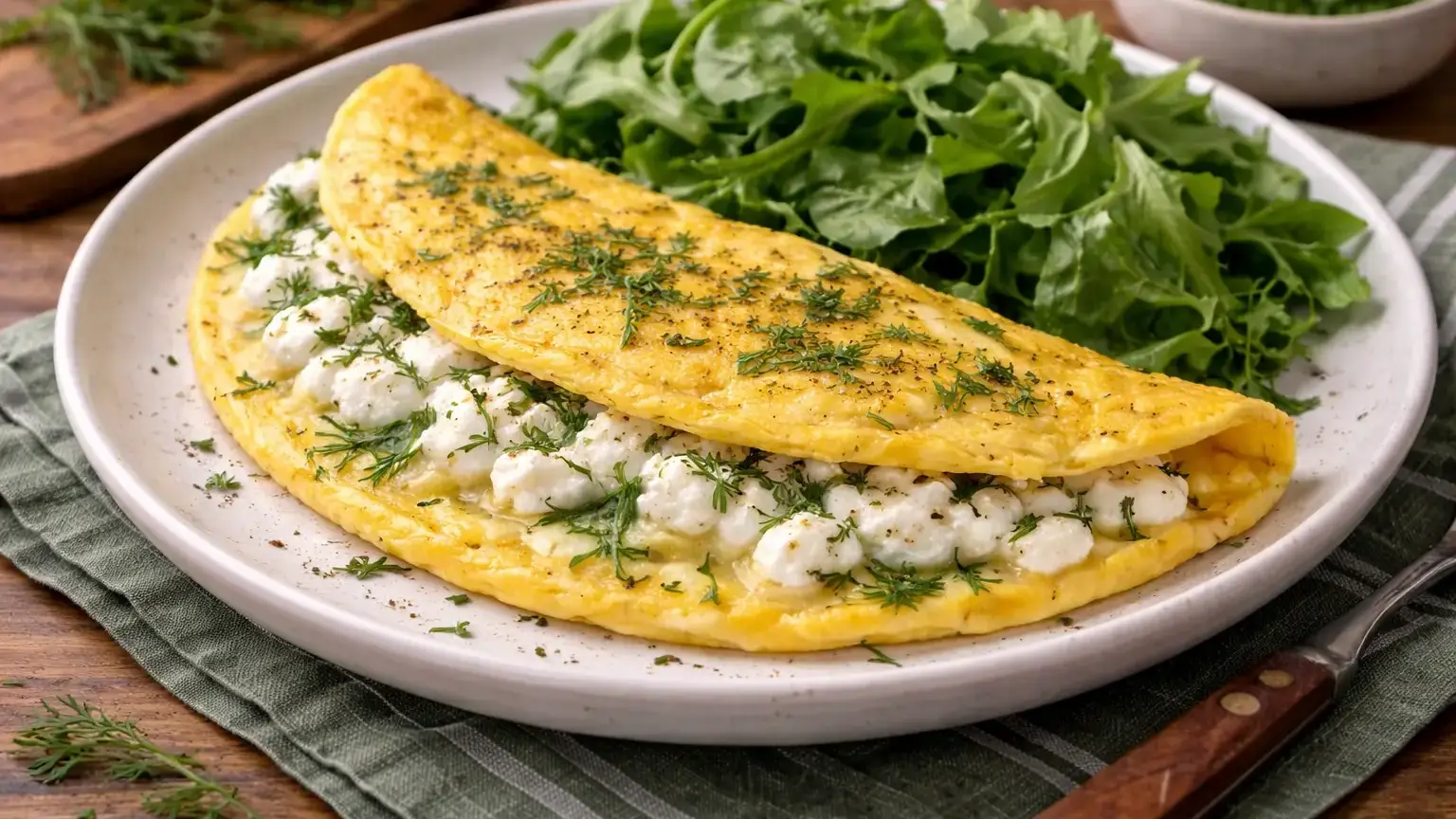 Omlet z twarożkiem i koperkiem