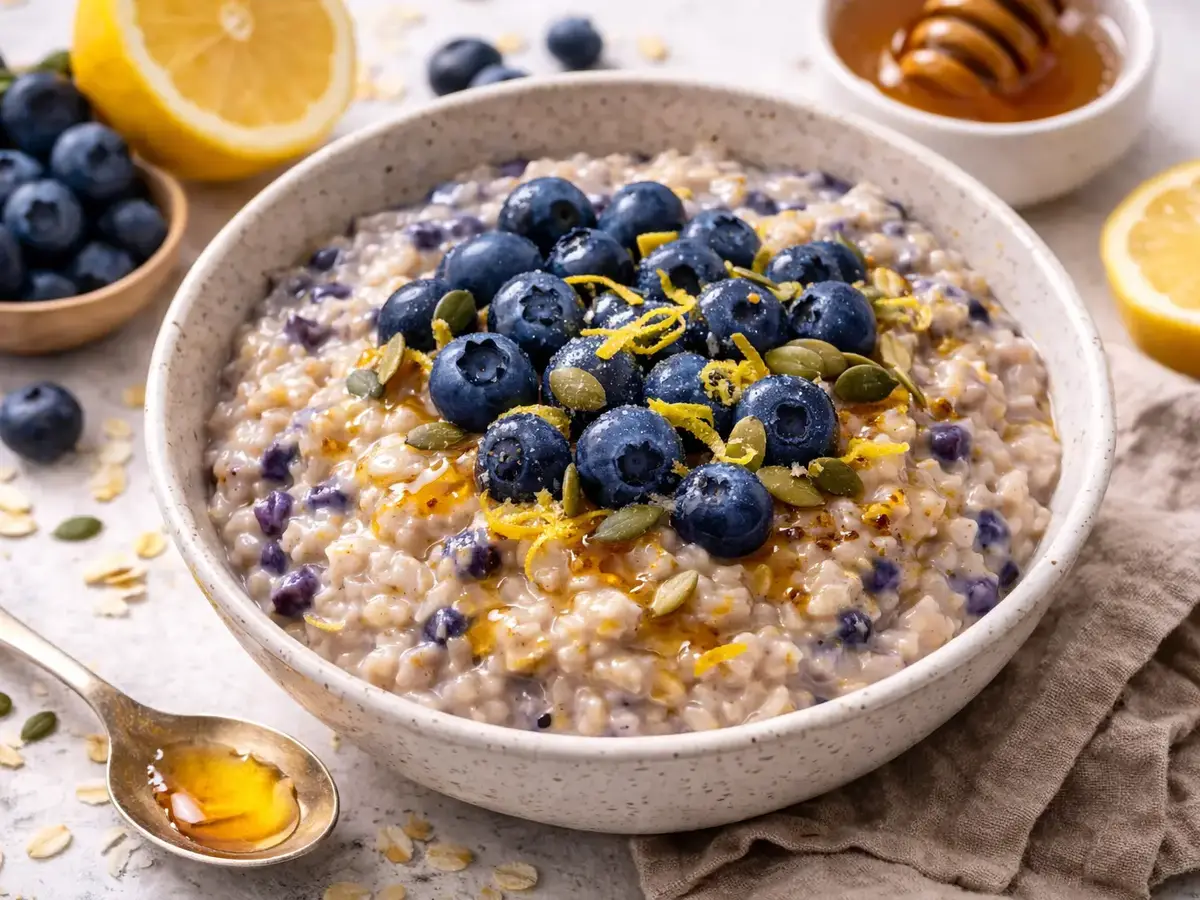 Blueberry Oatmeal with Lemon Zest
