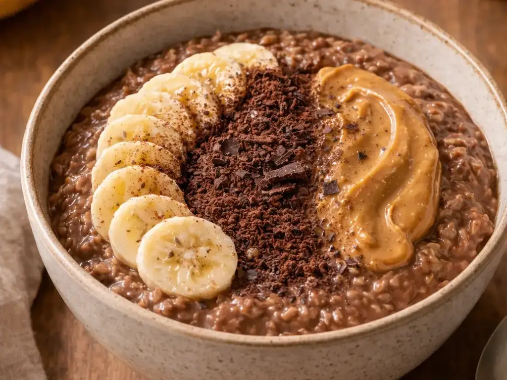 Banana, Cocoa, and Peanut Butter Oatmeal