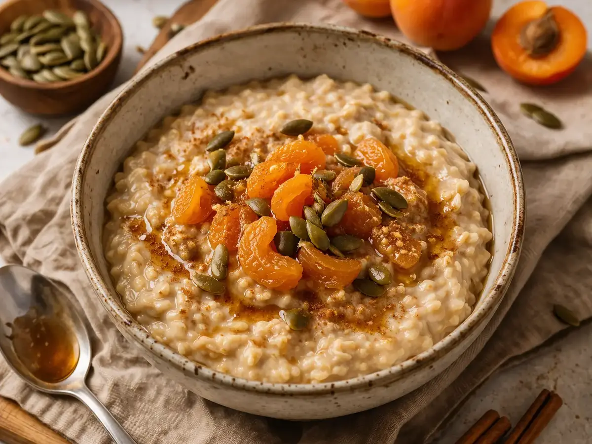 Oatmeal with Apricots and Pumpkin Seeds