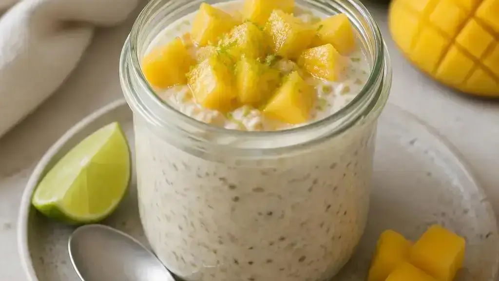 Owsianka nocna z mango i limonką na upalne poranki
