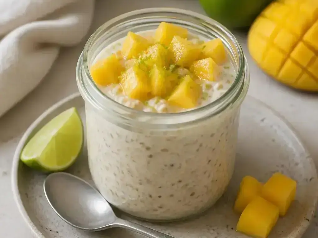 Owsianka nocna z mango i limonką na upalne poranki