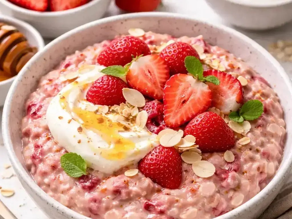 Strawberry Oatmeal with Almonds