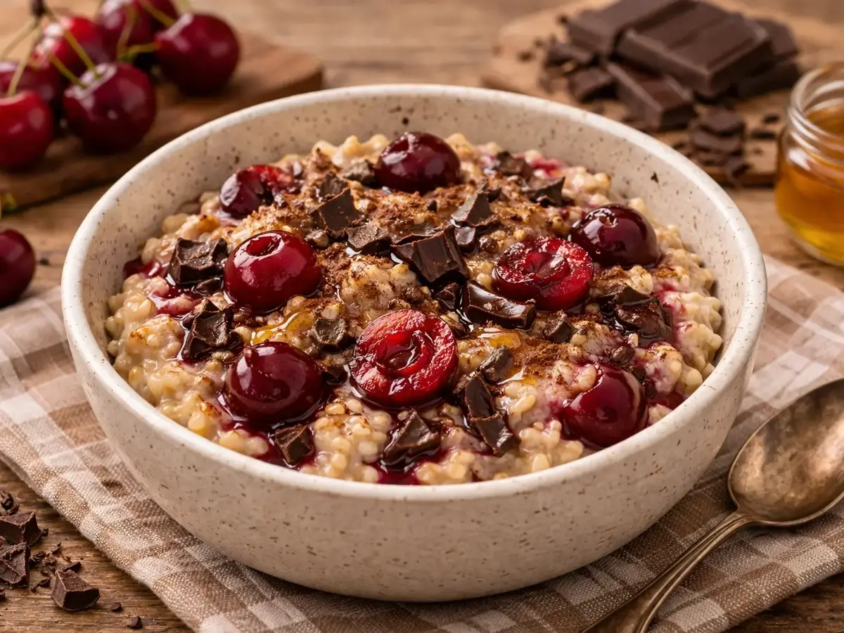 Oatmeal with Cherries and Dark Chocolate