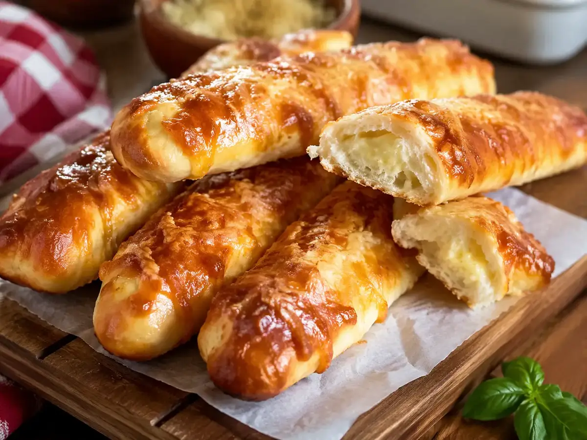 Yeast Dough Sticks with Cheese
