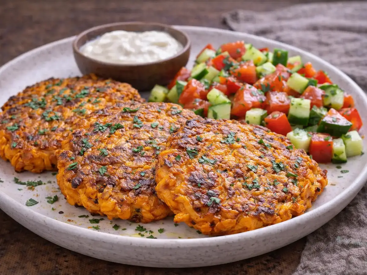 Sweet Potato Fritters with Salad