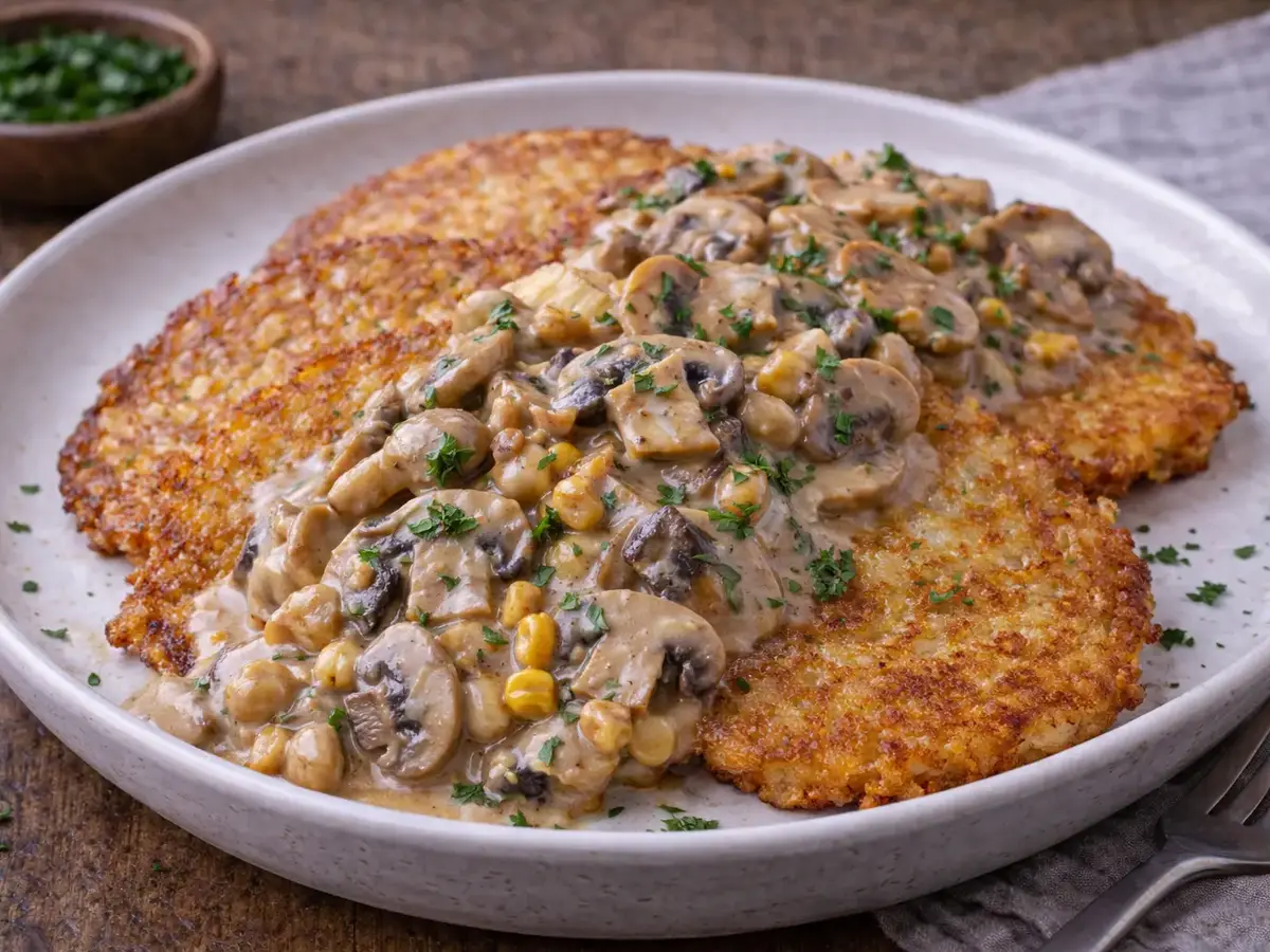 Potato Pancakes with Mushroom Stew