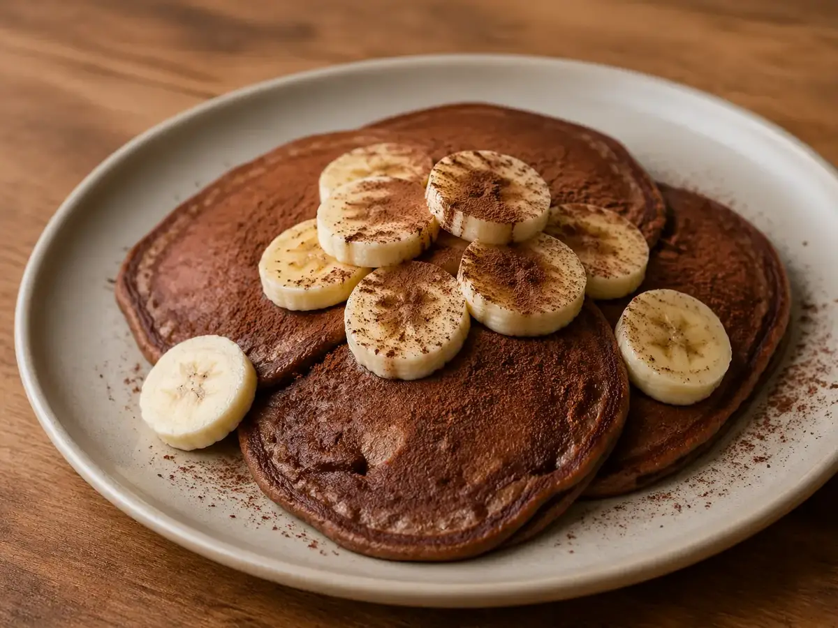 Cocoa Pancakes with Banana and Yogurt