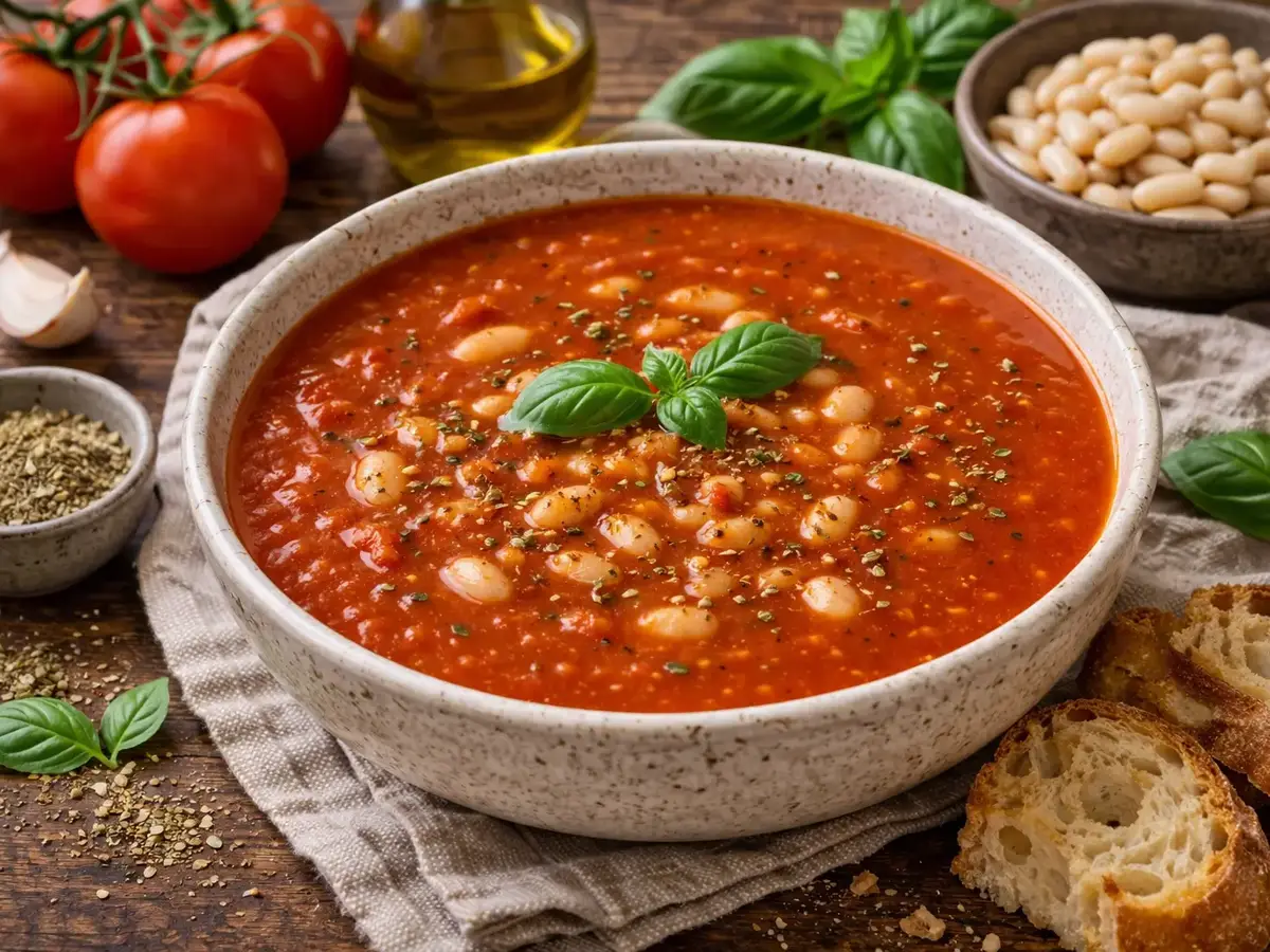 Tomato Soup with White Beans and Oregano