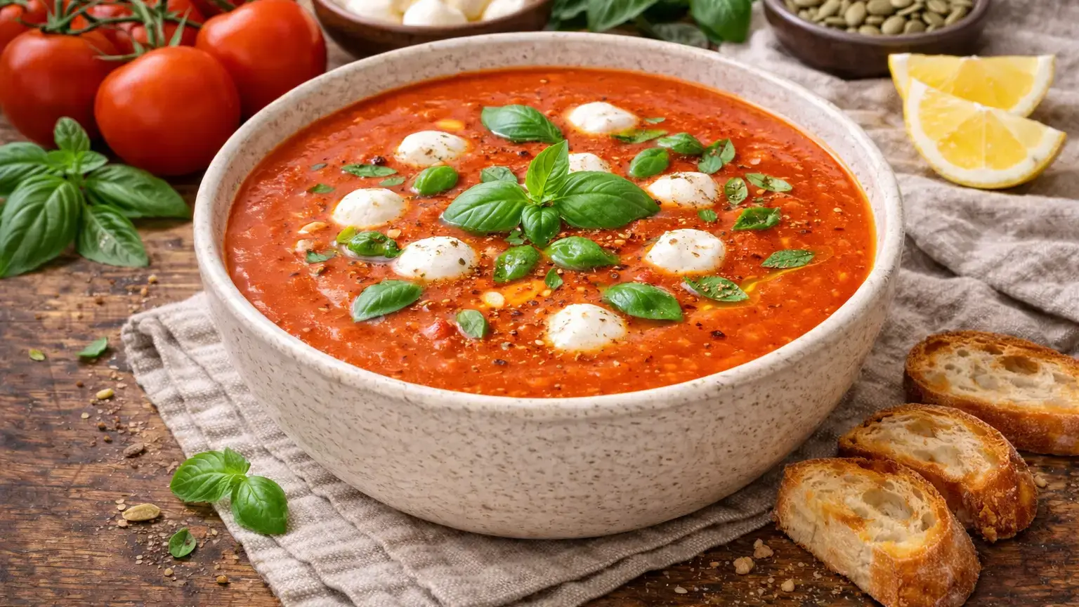 Pomidorowa z mozzarellą i bazylią