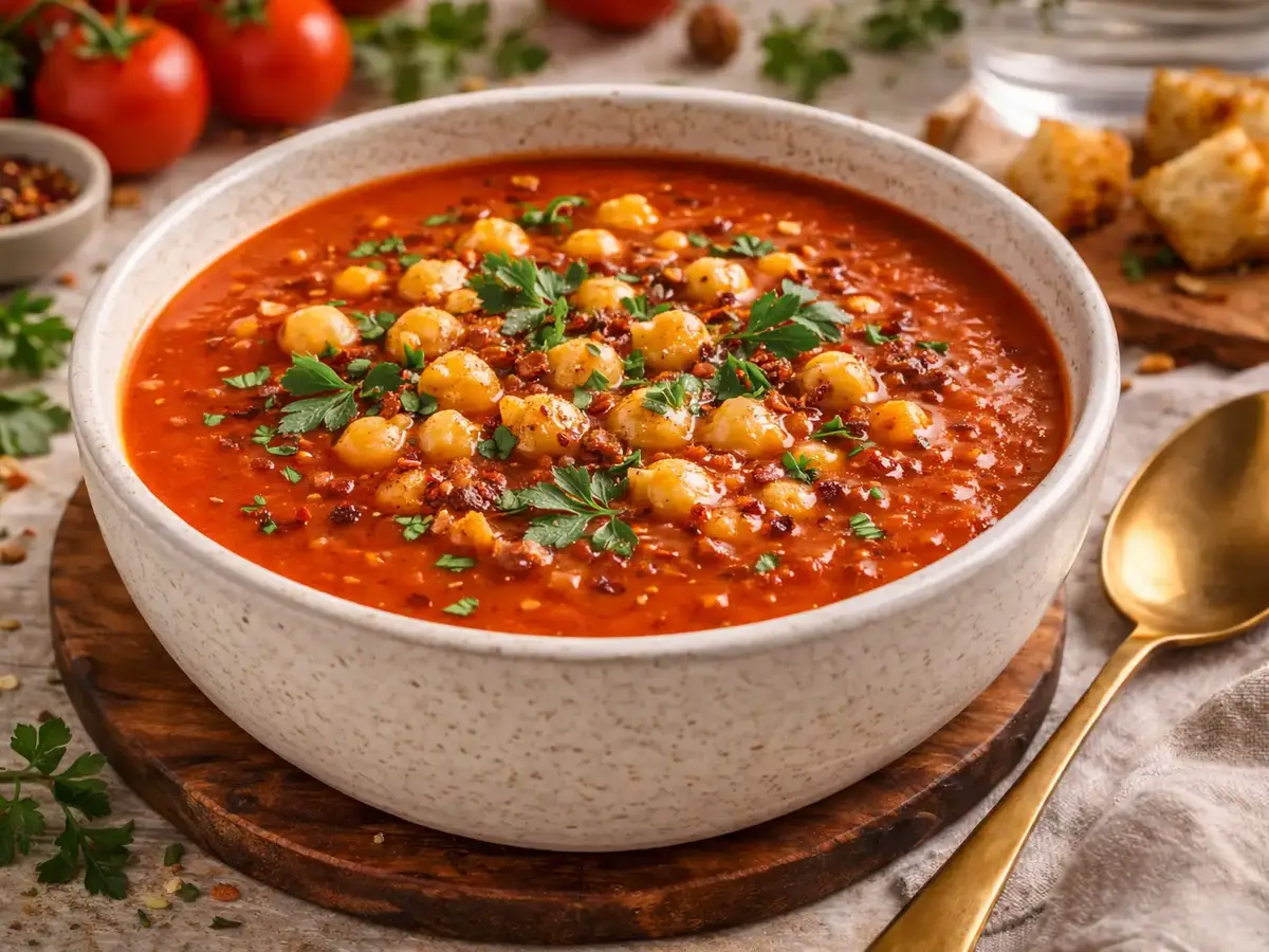 Spicy Tomato Soup with Chickpeas