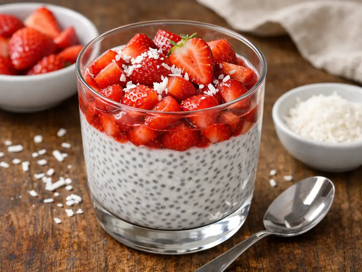 Coconut Chia Pudding with Strawberries