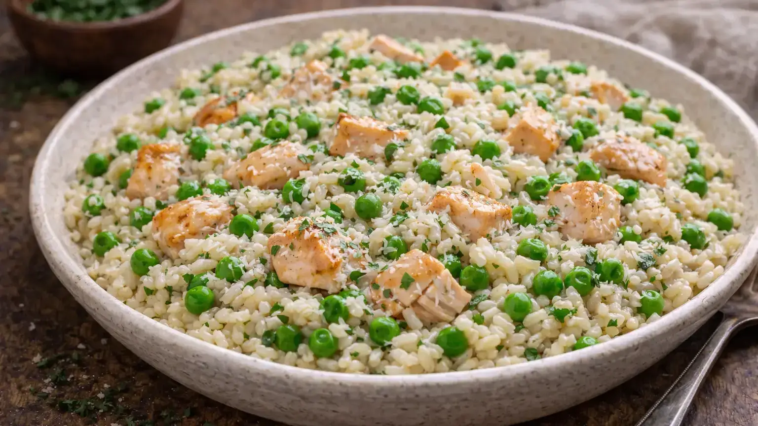 Risotto z kurczakiem i groszkiem