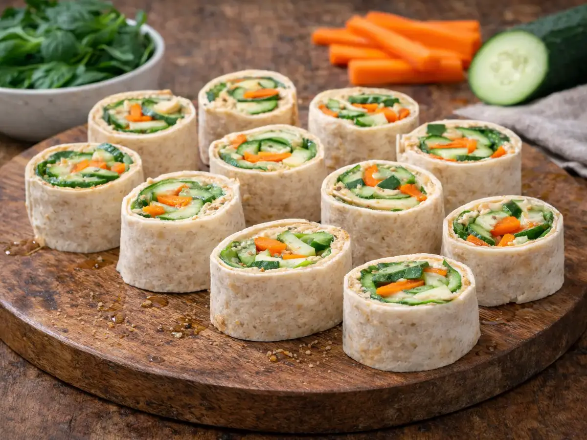 Tortilla Rolls with Hummus and Vegetables