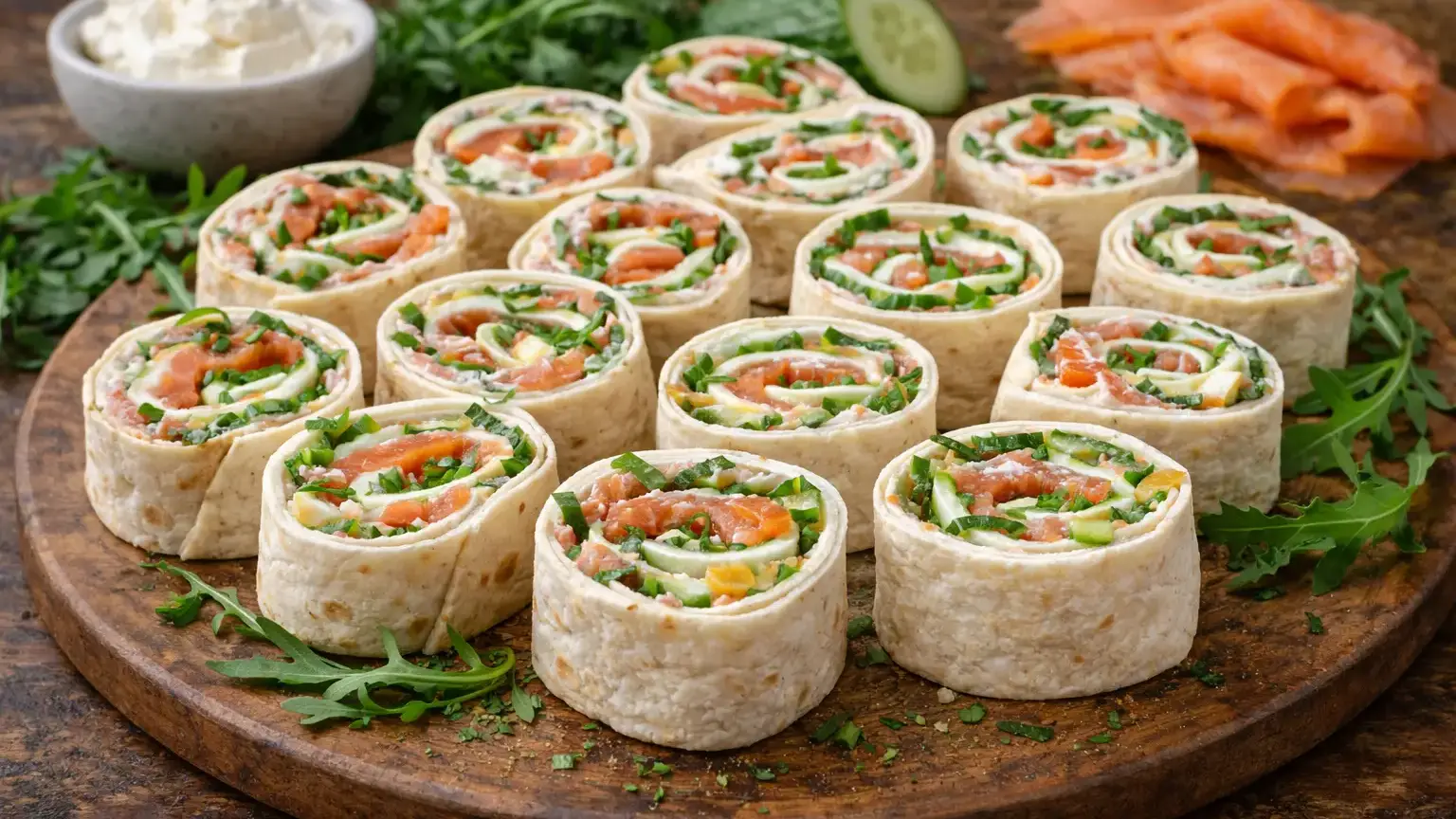 Tortilla rollsy z łososiem i serkiem