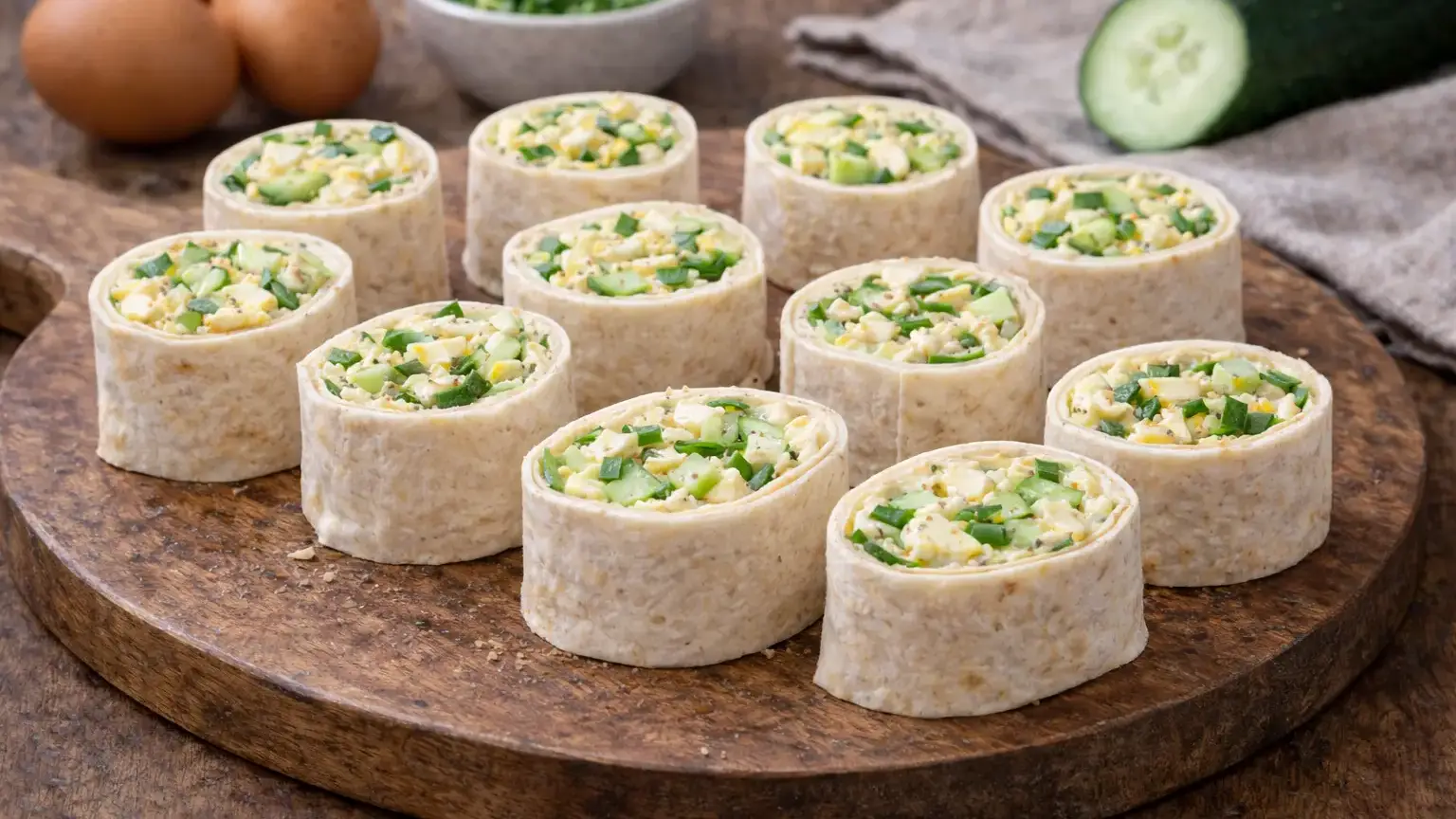 Tortilla rollsy z pastą jajeczną