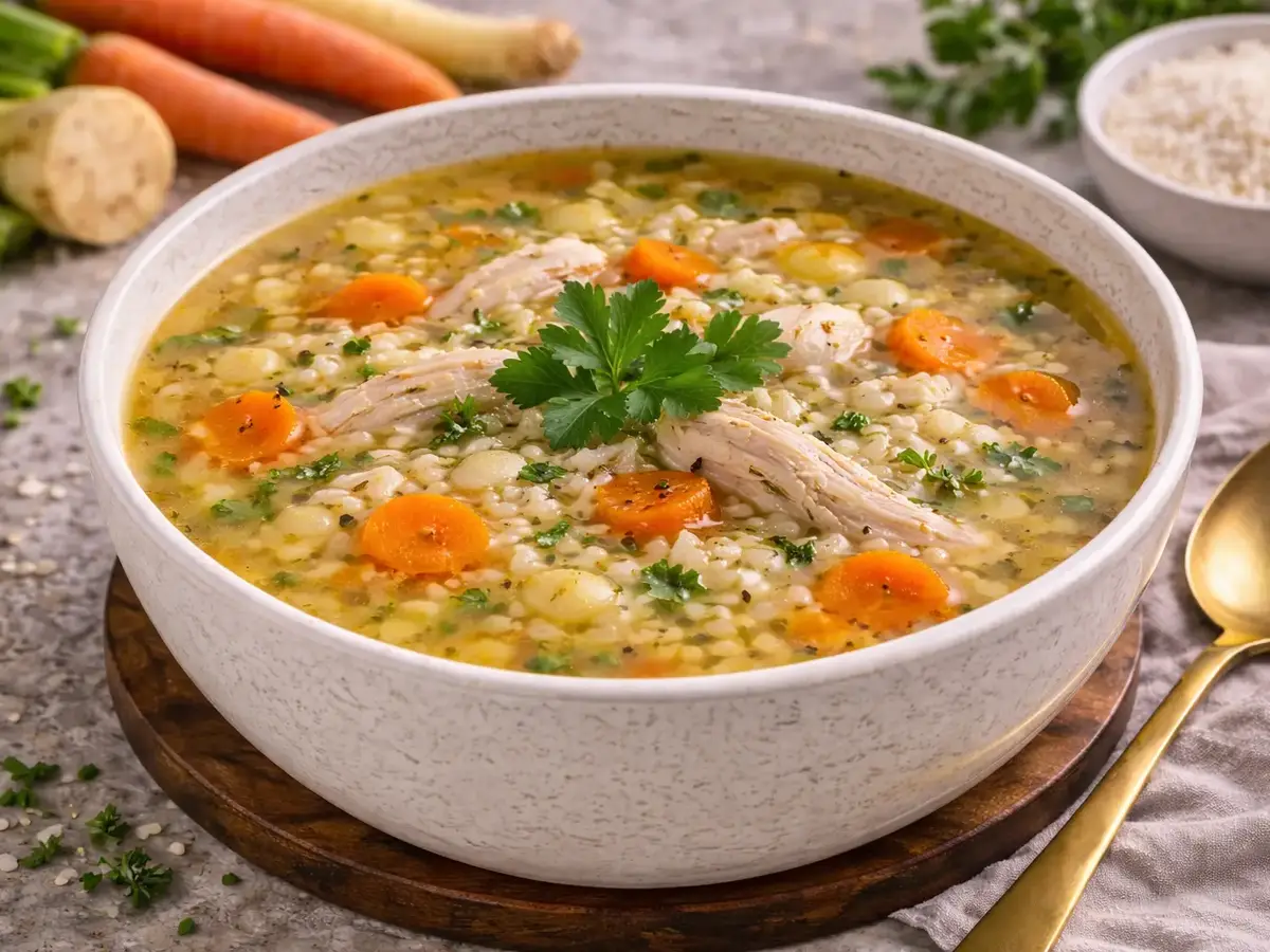 Chicken Rosół with Rice (Polish Chicken Broth)