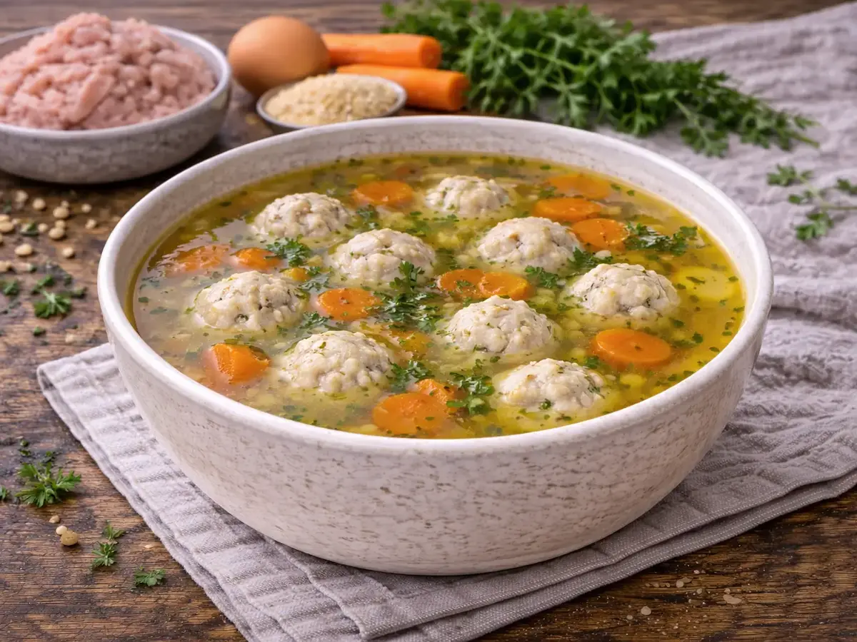 Rosół with Chicken Meatballs (Polish Broth)
