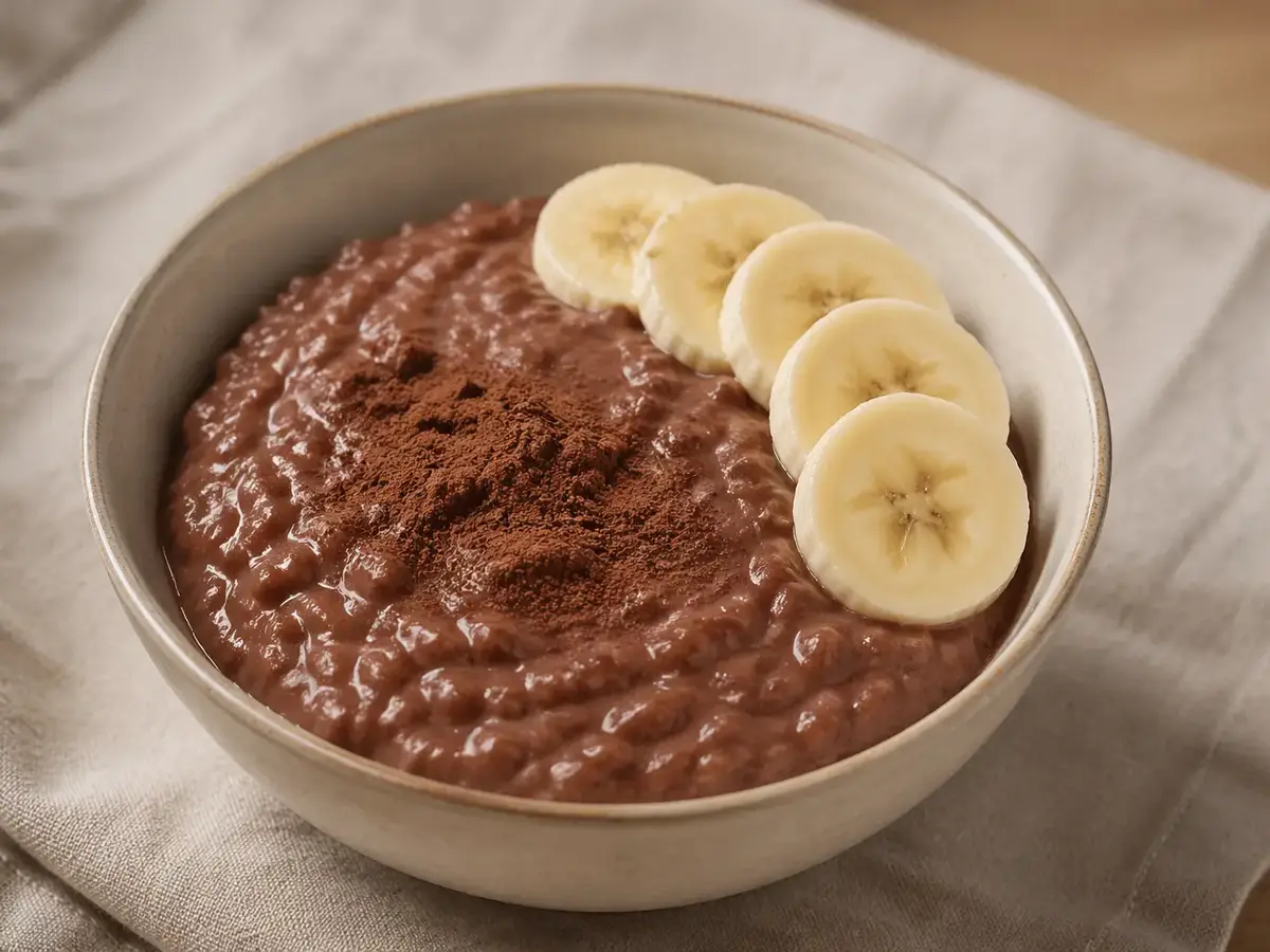 Cocoa Rice Pudding with Banana