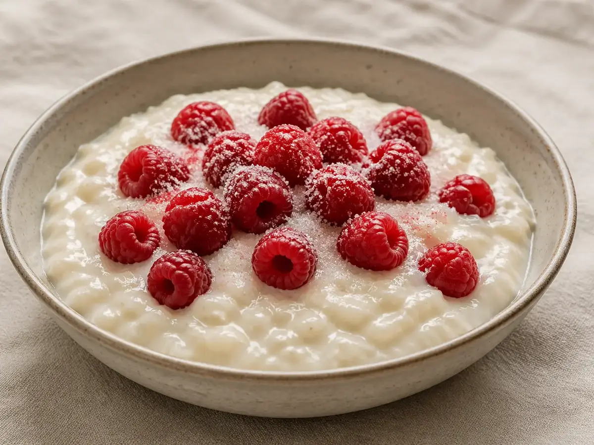 Rice Pudding with Raspberries